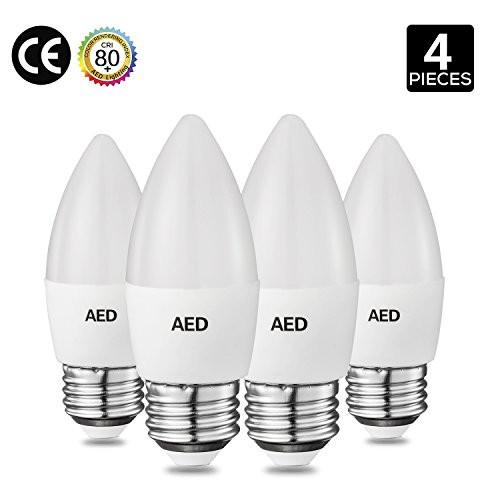 AED Lighting LED Light Bulbs 6Watt Decorative Candle LED Bulbs Warm White 2700k, Medium Screw Base E26 Socket, B11 LED Bulb Non-Dimmable 470lm Lights, 60W Incandescent Equivalent, Pack of 4