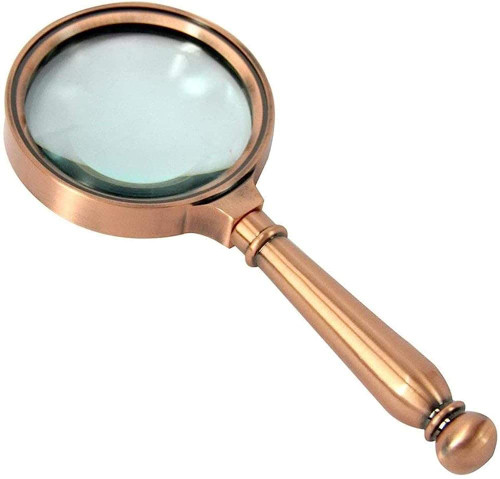 KNOXC Magnifying Glasses, 10X Magnifying Glass,with Retro Copper Handle The Elderly Children Reading Books Identification Needlework Repair Optics Hd Glass Lens Handheld Magnifier