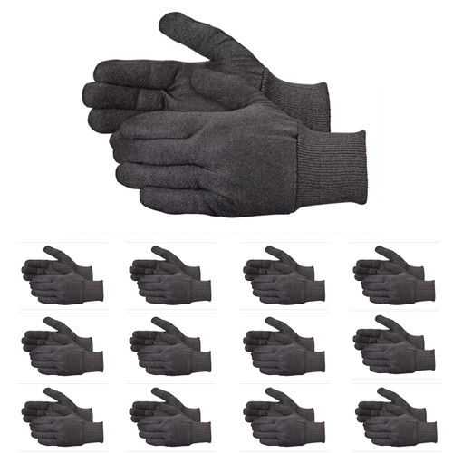 ATERET 36 Pairs Brown Jersey Versatile Work Gloves Lightweight, Durable, Comfortable