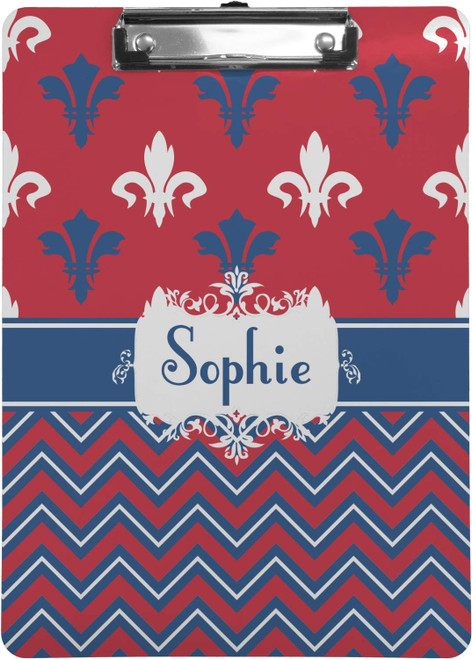 Personalized Patriotic Fleur de Lis Clipboard (Letter Size)