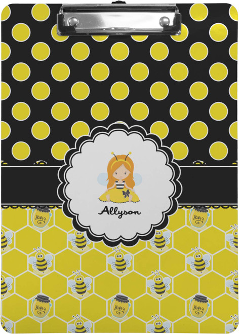 Personalized Honeycomb, Bees & Polka Dots Clipboard (Letter Size)