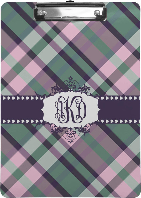 Personalized Plaid with Pop Clipboard (Letter Size)