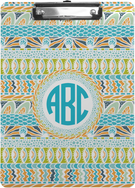 Personalized Abstract Teal Stripes Clipboard (Letter Size)