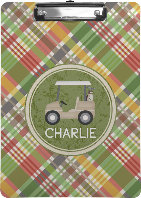 Personalized Golfer's Plaid Clipboard (Letter Size)