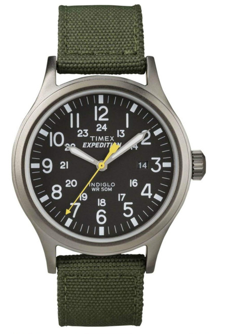 Timex Expedition Scout Black Dial Green Nylon Strap Gents Watch T49961 Timex Expedition Scout Black Dial Green Nylon Strap Gents Watch T49961