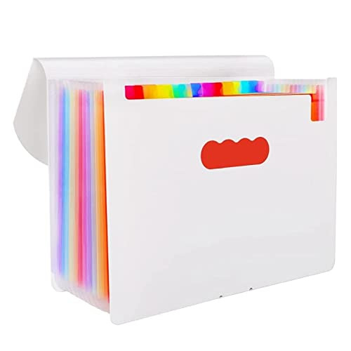 Folder File Folders Portable Expanding 12-Pocket File Folder A4 Accordion File Document Organizer for Home Office School (Color : F)