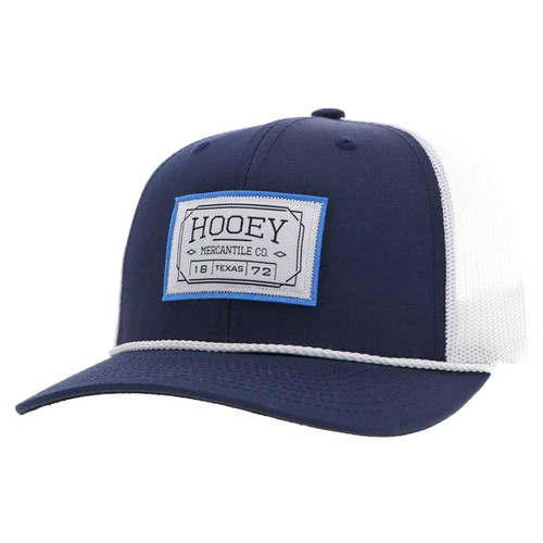 HOOEY Doc Adjustable Mesh Back Trucker Hat with Logo Patch (Blue/White)