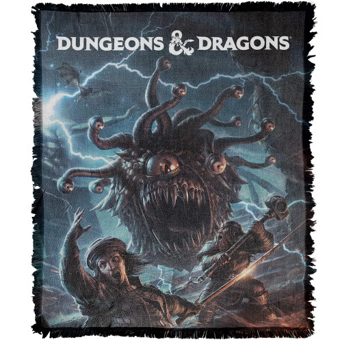 LOGOVISION Dungeons & Dragons Blanket, 50"x60" Monster Manual Art Woven Tapestry Cotton Blend Fringed Throw