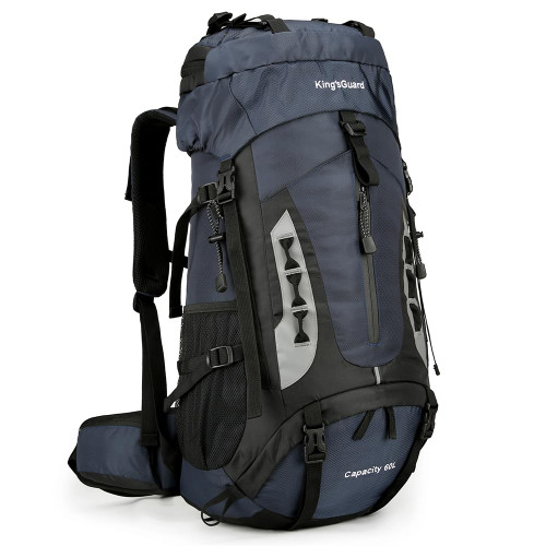 King'sGuard 60L Hiking Backpack Men Women Camping Backpack Waterproof Backpacking Mountaineering Climbing Daypack with Rain Cover (Navy)