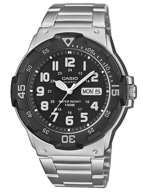 Casio Collection Men Analogue Watch, Silver/Black, 47.9 x 44.6 x 11.6 mm, MRW-200HD-1BVEF-AMZUK