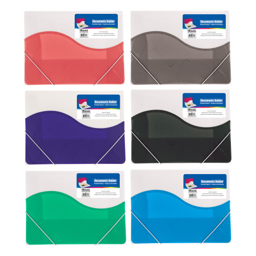 BAZIC Plastic File Folder Poly Envelopes, Letter Size Elastic Band Closure, A4 Size File Folders for Documents Paper, School Office Supplies, 24-Pack