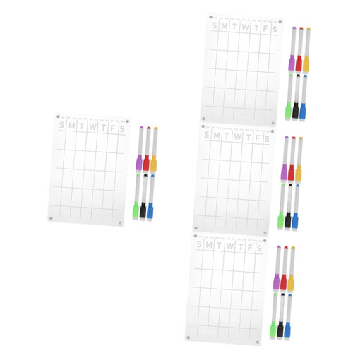 Tofficu 4 Sets Monthly Plan Message Board Behavior Board Weekly Meal Planner Blackboard Magnetic Whiteboard for Fridge Magnetic White Board Magnetic Wall Board Acrylic Small A4 Plank