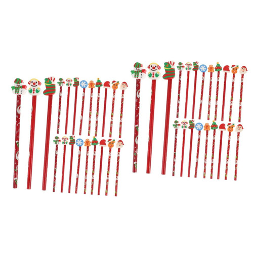 NUOBESTY 72 Pcs Christmas Pencil Writing Pencils Short Pencils Kids Erasers Kids Suits Christmas Kids Pencils Preschoolers Pencil Students Stationery Adorable Pencils with Eraser Colorful