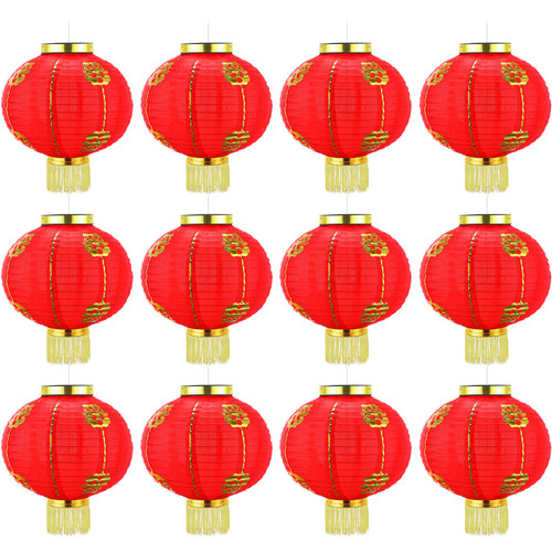 Funtery 12 Pcs Chinese New Year Lantern 12 Inch Fabric Red Cloth Chinese Lanterns Traditional Spring Festival Lanterns Hanging Decoration for Chinese Spring Festival Celebration Wedding Party Funtery 12 Pcs Chinese New Year Lantern 12 Inch Fabric Red Cloth Chinese Lanterns Traditional Spring Festival Lanterns Hanging Decoration for Chinese Spring Festival Celebration Wedding Party