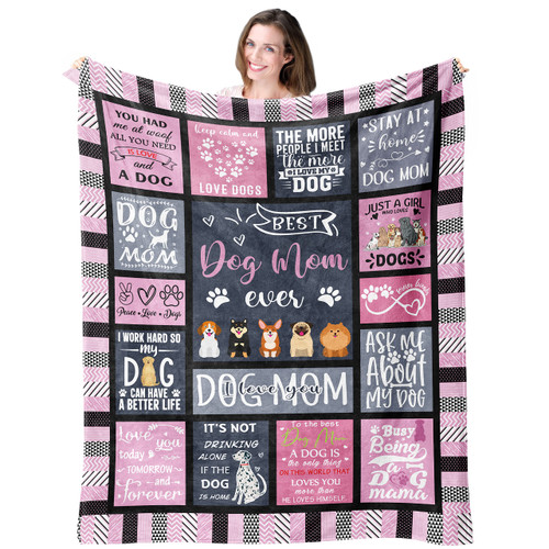 kituzol Dog Mom Gifts Blanket 60"x80" - Dog Mom Gifts for Women - Dog Mom Blanket - Gifts for Dog Moms - Gifts for Dog Owners - Dog Lovers Gifts for Women - Gifts for Dog Lovers - Fun Dog Mom Gift