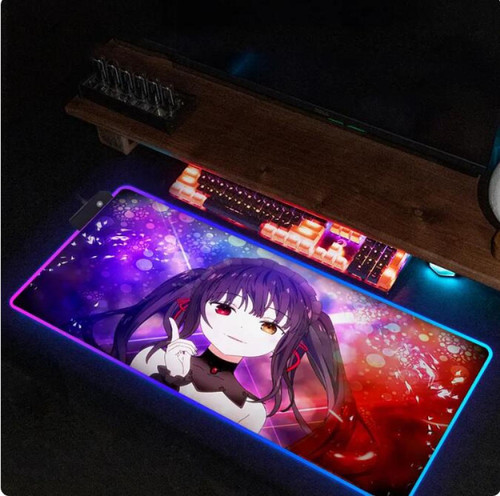 Mouse Pads Anime LED Computer Mouse Pad Gamer Desk Mousepad RGB Keyboard Pc Cabinet Gaming Mats XXL 900x400x4MM