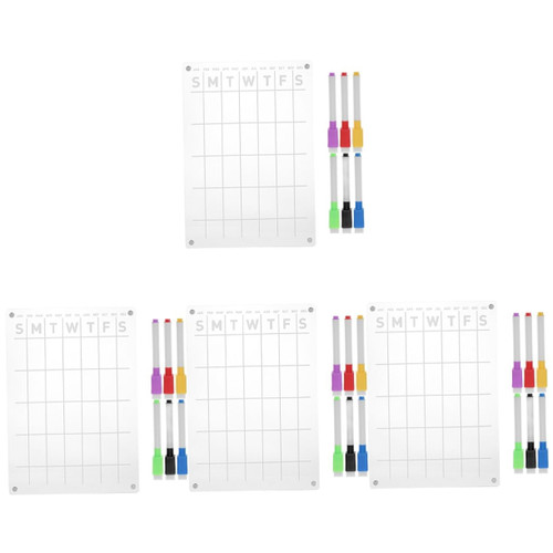 4 Sets Monthly Plan Message Board Behavior Board Memo Board House Duty Chart Fridge Dry Erase Board Dry Erase Calendar Board Chore Chart Magnetic Attraction Acrylic Sheet A4