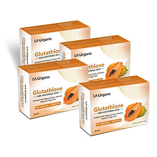 Desko Glutathione Papaya Skin Whitening Soap with Vitamin E & C for Skin Lightening & Brightening, Kojic Acid, Dark Spot and Dead Skin Cell Removal for All Skin Type (Pack of 4, 100g Each) Desko Glutathione Papaya Skin Whitening Soap with Vitamin E & C for Skin Lightening & Brightening, Kojic Acid, Dark Spot and Dead Skin Cell Removal for All Skin Type (Pack of 4, 100g Each)