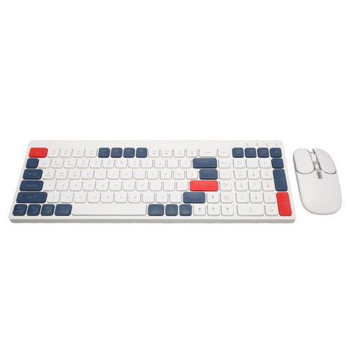 Wireless Keyboard and Mouse Combo Silent, 2.4Ghz Ultra Thin 104Keyswireless Keyboard Mouse Set, Cute Keyboard with USB Receiver for Computer, Desktop, PC, Notebook, Laptop (White)