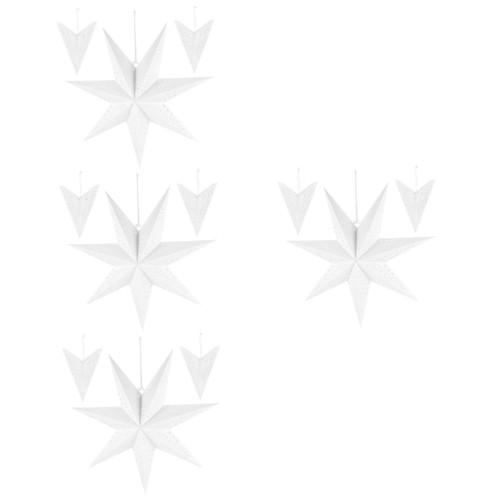 BESTOYARD 12 Pcs Heptagon Lampshade 3d Star Paper Lantern Hanging Chandelier Hanging Xmas Star Lampshade Hanging Lamp Shade Star Paper Lamp Cover Window Hanging Lantern White