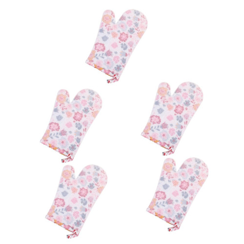 Mobestech 5pcs Gloves Baking Mitts Barbecue Mitt Mittens Black Apron Hot Cookware Mitt Oven Mit Pizza Mitt Grilling Mitt BBQ Mitt Kitchen Mittens Microwave Silicone Shell