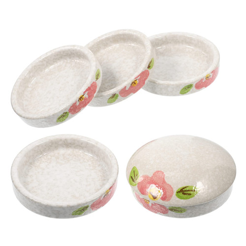 VICASKY 1 Set Five Layer Palette 5 Layers Mixing Trays Csy Art Gallery Ceramic Paint Palette Ceramic Palette for Tray with Lid Ceramic Mixing Trays Mixing Bowl Ceramics Child Multifunction