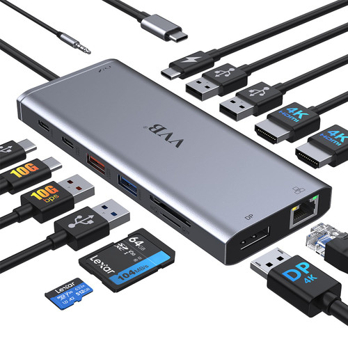 USB C Laptop Docking Station Dual Monitor HDMI for Dell/Lenovo/HP Laptop 14 in 1 USB C Hub Multiport Adapter Dongle Dock USB C to 2 HDMI 4K+DisplayPort+Ethernet+4USB+2USB C+100W PD Charger+SD/TF+Audio USB C Laptop Docking Station Dual Monitor HDMI for Dell/Lenovo/HP Laptop 14 in 1 USB C Hub Multiport Adapter Dongle Dock USB C to 2 HDMI 4K+DisplayPort+Ethernet+4USB+2USB C+100W PD Charger+SD/TF+Audio