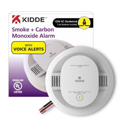 Kidde Hardwired Smoke & Carbon Monoxide Detector, AA Battery Backup, Voice Alerts, Interconnectable, LED Warning Light Indicators Kidde Hardwired Smoke & Carbon Monoxide Detector, AA Battery Backup, Voice Alerts, Interconnectable, LED Warning Light Indicators