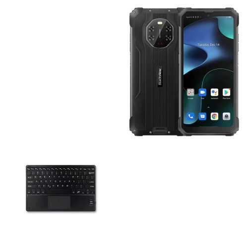 BoxWave Keyboard Compatible with Blackview BV8800 - SlimKeys Bluetooth Keyboard with Trackpad, Portable Keyboard with Trackpad - Jet Black