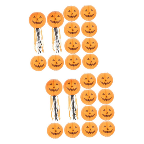 Abaodam 24 pcs Halloween Lantern Paper Lantern Decoration Chinese Lantern Garden Paper Lantern Halloween Pumpkin Lantern Out Door Decor Halloween Party Decor China Round Iron Color