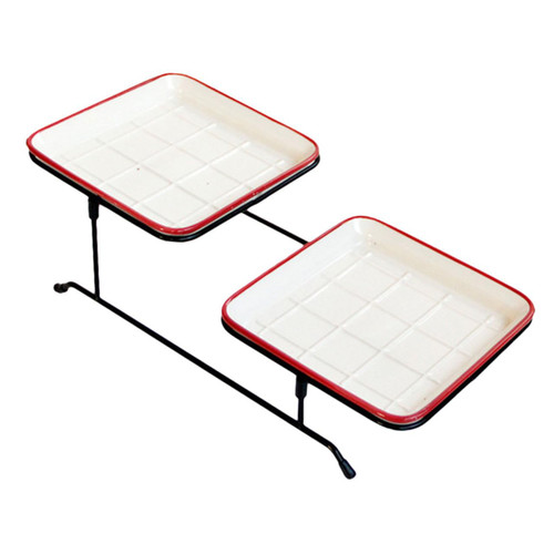 Luxshiny 1 Set Double Layer Fruit Plate Ceramic Serving Platters Cake Toppers Fruit Decor Appetizers Plate Tiered Serving Tray Pastry Serving Tray Ceramic Cake Display Tray Snacks Plate