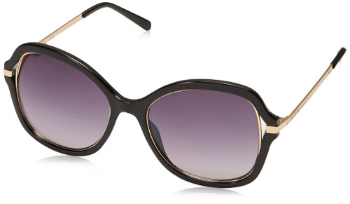 GUESS Women's Rectangular Sunglasses, Shiny Black, 53mm