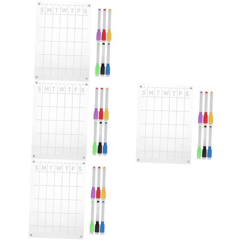 Tofficu 4 Sets Monthly Plan Message Board Magnetic Planning Board House Duty Chart Reward Board Routine Board Calendar Magnetic Refrigerator Magnetic Wall Board Acrylic Note Board Small A4