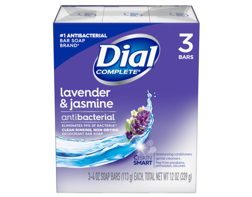 Dial Lavender & Jasmine Antibacterial Deodorant Soap, 4 oz. Bars - 24 Count