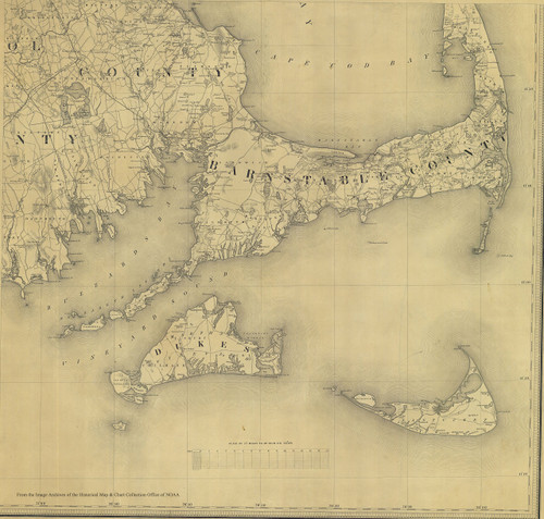 Cape Cod & Islands Historical Map 1844 (18"x18")