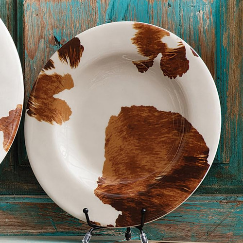 Black Forest Decor Cowhide Ranch Melamine Salad Plates - Set of 4
