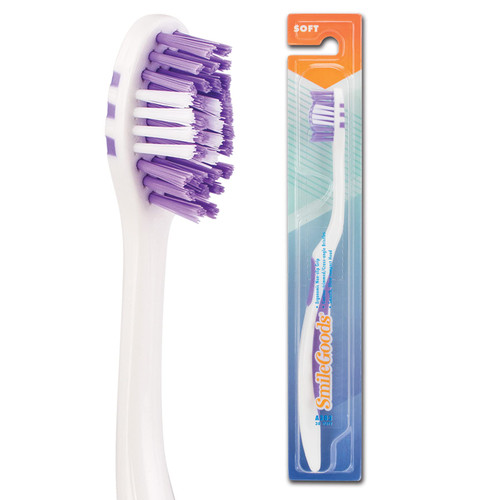 SmileGoods A383 Toothbrush, 38 Tuft, Soft Bristle, Individually Packaged Toothbrushes, Assorted Colors, Bulk Pack of 72