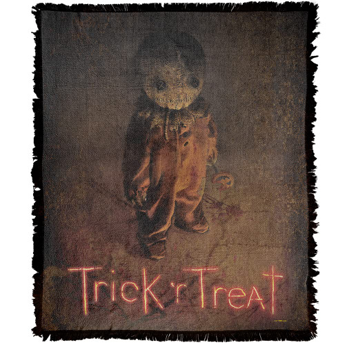 LOGOVISION Trick R Treat Blanket, 50"x60" Poster Woven Tapestry Cotton Blend Fringed Throw Blanket