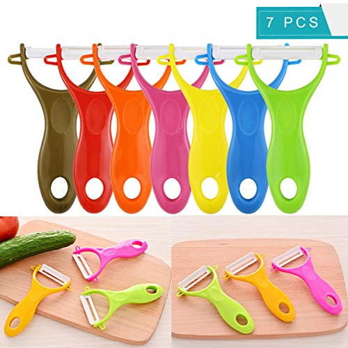 Faxco 7 Pack Colorful Ceramic Fruit and Vegetable Peeler,Advanced Ceramic Peeler Set,Potato Y Peeler