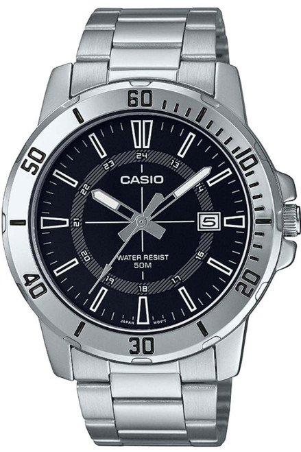 Casio MTP-VD01D-1CV Men's Enticer Stainless Steel 24 Hour Black Index Dial Casual Analog Sporty Watch Casio MTP-VD01D-1CV Men's Enticer Stainless Steel 24 Hour Black Index Dial Casual Analog Sporty Watch