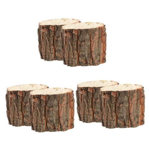 6 Pcs Bark Flower Bucket Succulent Pot Tree Stump Planter Rustic Flower Planters Rustic Flower Pot Small Plant Pot Succulent Planters Wood Barrel Planter Indoor Wooden Tree Planter