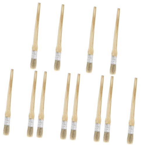 VILLCASE 12 Pcs Round Paint Brush Watercolor Paint Brushes Wood Handle Wooden Stencil Chalkboard Paint Brush Furniture Paint Brush Stencil Paint Brush Roller Bristles Watercolor Brush Major