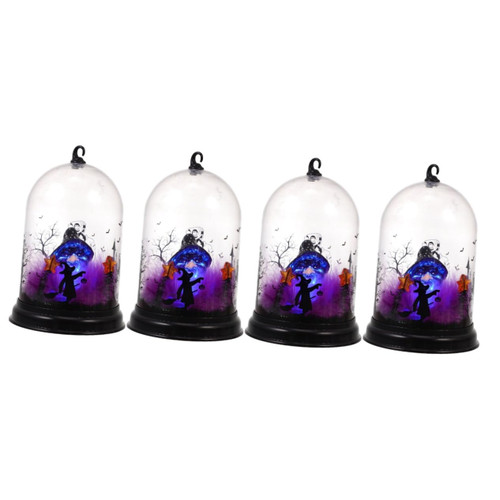 DOITOOL 4pcs Halloween Skull Lights Flameless Candles Halloween Lantern Pumpkin Halloween Led Lantern Candle Lantern Led Tea Lights Battery Operated Lamp Abs Desktop Night Light