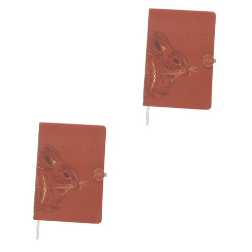 Operitacx 2pcs Year of The Rabbit Notebook Calendar Notepad Daily Planner Time Management Planner 2023 Planner Notepad Planner Journal Chinese Zodiac Gift Pack Imitation Leather Work