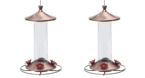 Perky-Pet 710B Elegant Copper Glass Hummingbird Feeder - 12 oz (Pack of 2)
