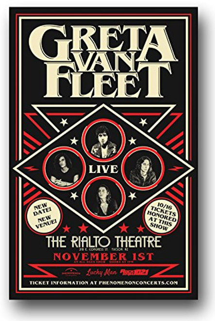 Greta Van Fleet Poster - Concert Promo 11 x 17 inches BlackSmoke Rising Tour Greta Van Fleet Poster - Concert Promo 11 x 17 inches BlackSmoke Rising Tour