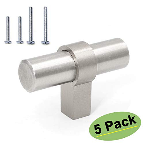 homdiy Cabinet Knobs Brushed Nicekl Drawer Knobs 5 Pack - HDT16SN Cabinet Hardware Kitchen Cabinet Knobs Metal Knobs for Dresser Drawers
