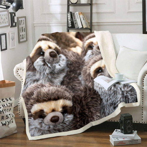 Cute Sloth Fleece Throw Blanket for Couch Bed Sofa Cartoon Animal Themed Sherpa Blanket Decorative Lazy Sloth Plush Blanket Funny Style Fuzzy Blanket Queen 90"x90"