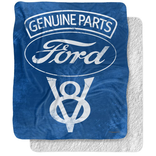 Ford Blanket, 50"x60" Genuine Parts Silky Touch Sherpa Back Super Soft Throw Blanket