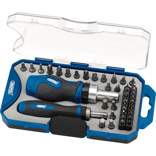 Draper 46479 Ratchet Screwdriver and Bit 42 Piece Set, Blue